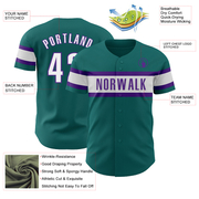 Custom Teal White-Purple Authentic Baseball Jersey