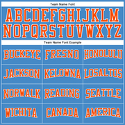 Custom Powder Blue Orange-White Long Sleeve Performance T-Shirt