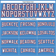 Custom Powder Blue White Red-Navy Long Sleeve Performance T-Shirt