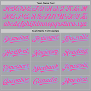 Custom Gray Pink-Light Blue 3 Colors Arm Shapes Authentic Baseball Jersey