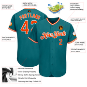 Custom Teal Orange-White Authentic Baseball Jersey
