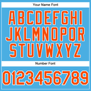 Custom Sky Blue Orange-White Performance T-Shirt