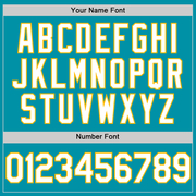 Custom Teal White-Gold Authentic Throwback Baseball Jersey