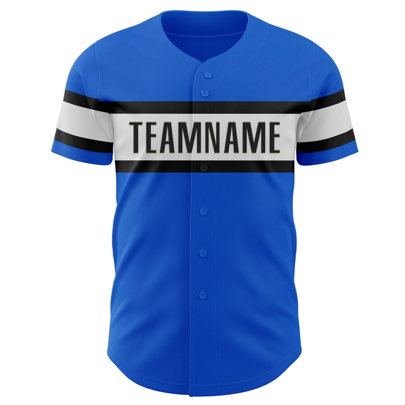 Custom Thunder Blue Black-White Authentic Baseball Jersey
