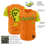Custom Bay Orange Neon Yellow-Black 3D Revzzz Bad Idea Authentic Baseball Jersey