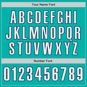 Custom Aqua White-Navy Authentic Baseball Jersey