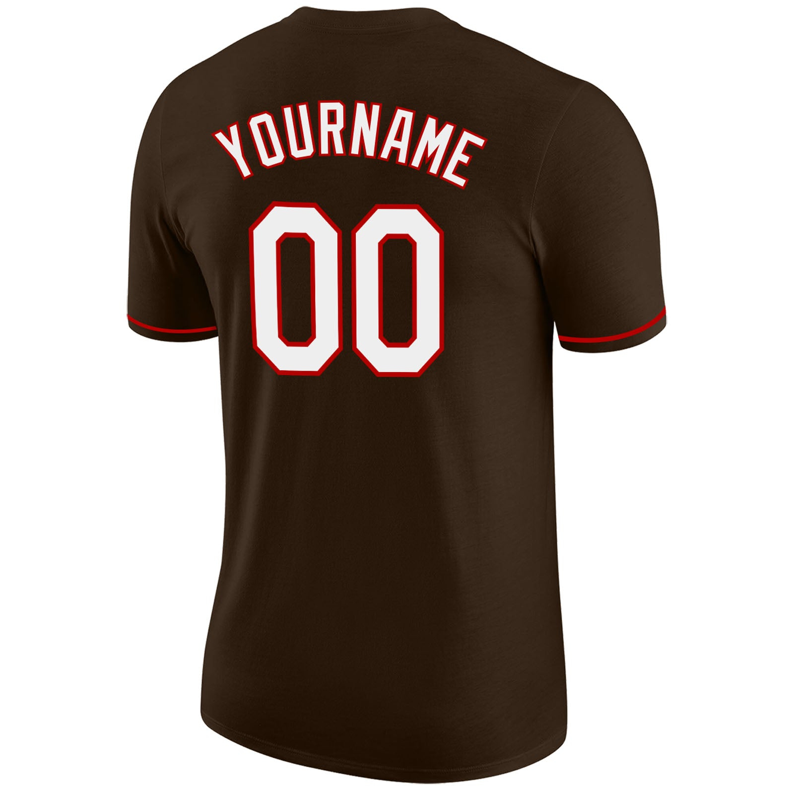 Custom Brown White-Red Performance T-Shirt