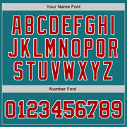 Custom Teal Red-White Authentic Baseball Jersey