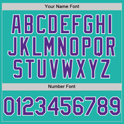 Custom Aqua Purple-White Line Authentic Baseball Jersey