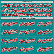 Custom Aqua Red-White Authentic Baseball Jersey