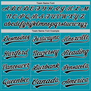 Custom Teal Black-White Authentic Throwback Baseball Jersey