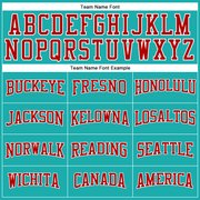 Custom Aqua Red-White Long Sleeve Performance T-Shirt