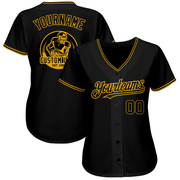 Custom Black Gold Authentic Baseball Jersey