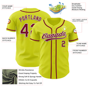 Custom Neon Yellow Crimson-White Authentic Baseball Jersey