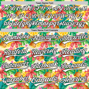 Custom Yellow White-Black 3D Hawaii Tropical Palm Leaves Flower And Fruit Pineapple Authentic Baseball Jersey