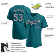 Custom Teal Gray-Navy Authentic Baseball Jersey