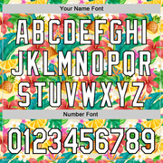 Custom Yellow White-Black 3D Hawaii Tropical Palm Leaves Flower And Fruit Pineapple Authentic Baseball Jersey