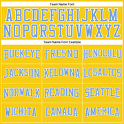 Custom Gold Light Blue-White Long Sleeve Performance T-Shirt