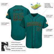 Custom Teal Black-Old Gold Authentic Drift Fashion Baseball Jersey