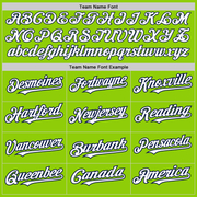 Custom Neon Green White-Navy 3 Colors Arm Shapes Authentic Baseball Jersey