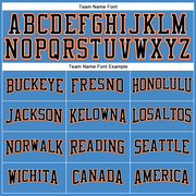 Custom Powder Blue Black White-Orange Long Sleeve Performance T-Shirt