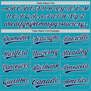 Custom Teal Navy-White Authentic Throwback Baseball Jersey