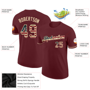 Custom Burgundy Vintage USA Flag-City Cream Performance T-Shirt