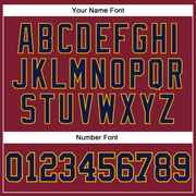 Custom Crimson Navy-Gold Long Sleeve Performance T-Shirt