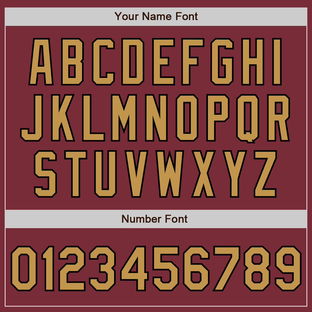 Custom Burgundy Old Gold-Black 3 Colors Arm Shapes Authentic Baseball Jersey