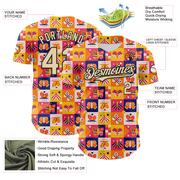 Custom Yellow Cream-Black 3D Ambartive Abstract Butterfly Pattern Authentic Baseball Jersey