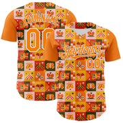 Custom Bay Orange White 3D Ambartive Checkered Butterfly Pattern Authentic Baseball Jersey