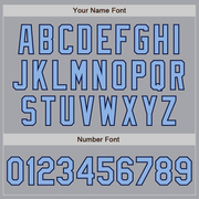 Custom Gray Light Blue-Navy 3 Colors Arm Shapes Authentic Baseball Jersey