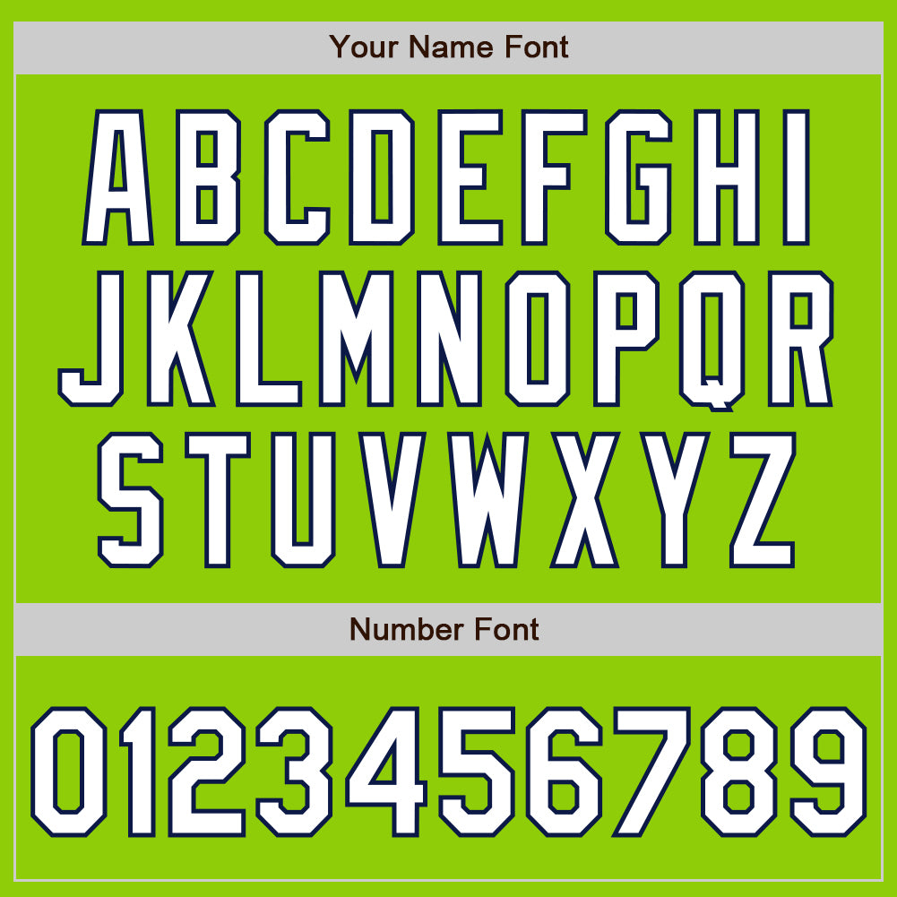 Custom Neon Green White-Navy 3 Colors Arm Shapes Authentic Baseball Jersey