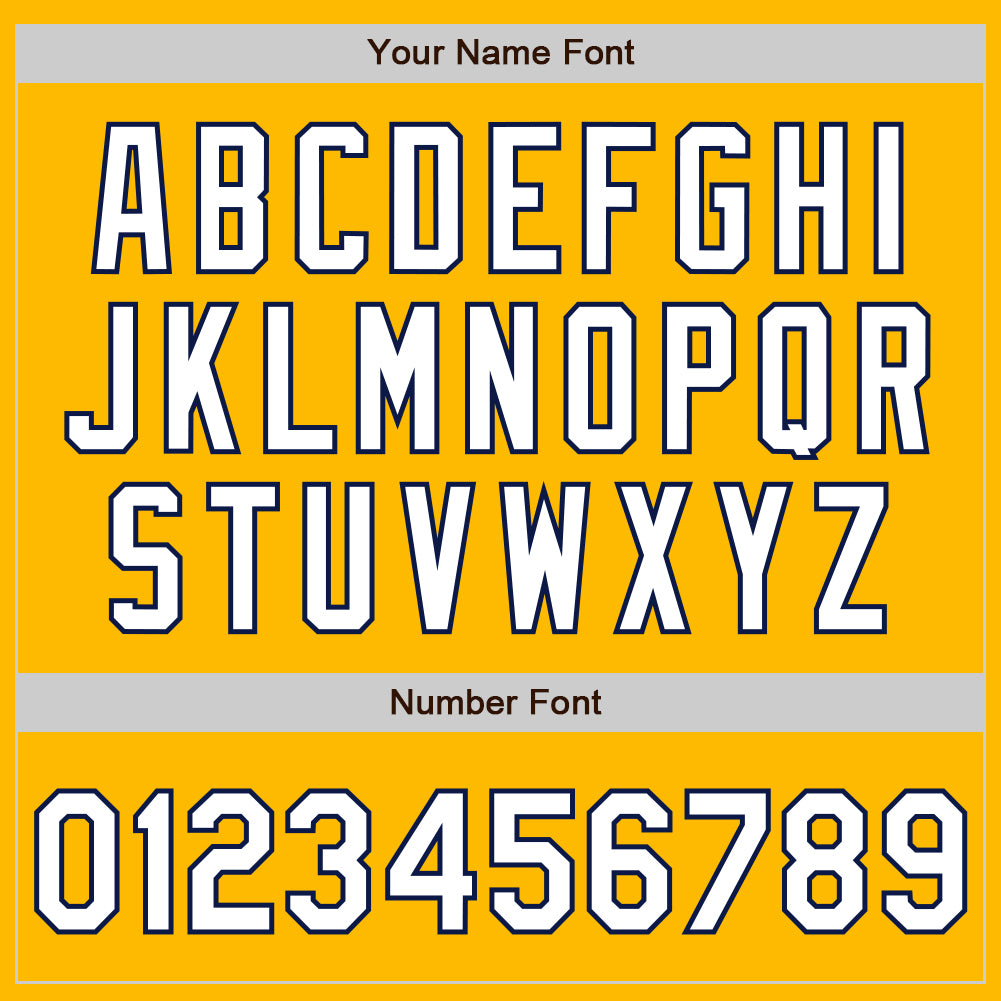 Custom Gold White-Navy 3 Colors Arm Shapes Authentic Baseball Jersey