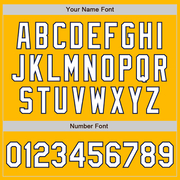 Custom Gold White-Navy 3 Colors Arm Shapes Authentic Baseball Jersey