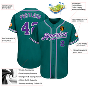 Custom Teal Purple-White Authentic Baseball Jersey