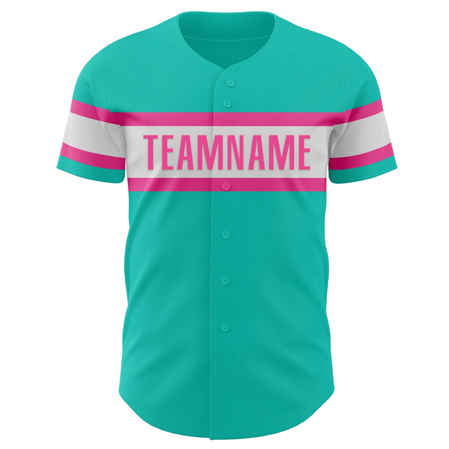 Custom Aqua White-Pink Authentic Baseball Jersey