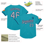 Custom Teal Gray-Navy Mesh Authentic Throwback Baseball Jersey