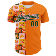Custom Bay Orange Green-Light Pink 3D Ambartive Checkered Butterfly Pattern Authentic Baseball Jersey