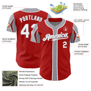 Custom Red White-Gray 3 Colors Arm Shapes Authentic Baseball Jersey