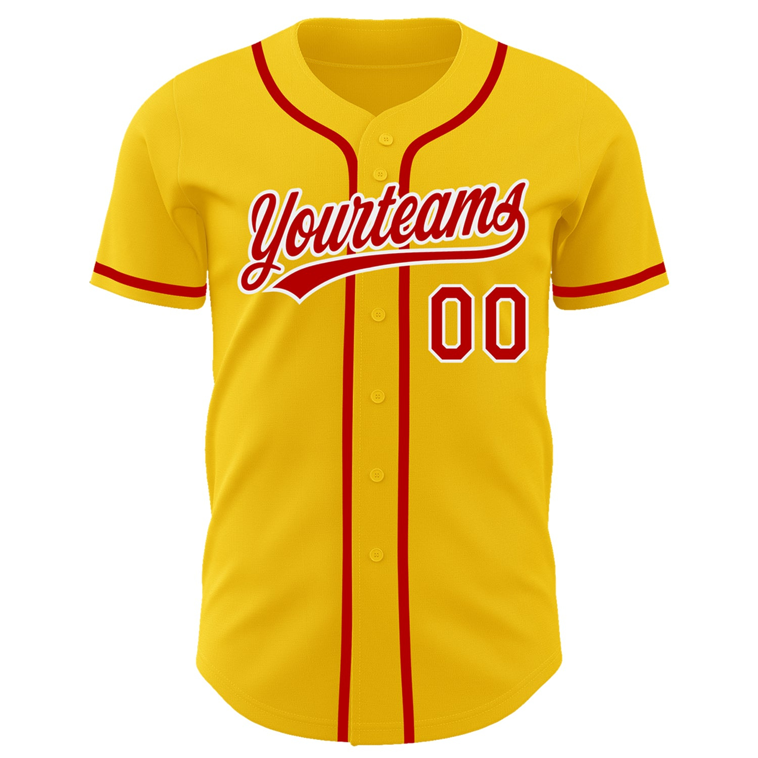 Custom Yellow Red-White Authentic Baseball Jersey