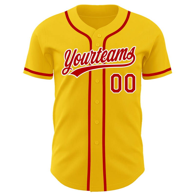 Custom Yellow Red-White Authentic Baseball Jersey