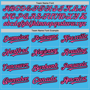 Custom Sky Blue Pink-Black 3 Colors Arm Shapes Authentic Baseball Jersey