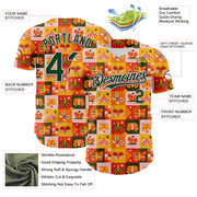 Custom Bay Orange Green-Light Pink 3D Ambartive Checkered Butterfly Pattern Authentic Baseball Jersey