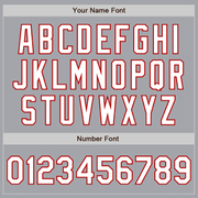 Custom Gray White-Red 3 Colors Arm Shapes Authentic Baseball Jersey