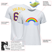 Custom White Purple-Gold Rainbow For Pride LGBT Performance T-Shirt