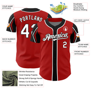 Custom Red White-Black 3 Colors Arm Shapes Authentic Baseball Jersey