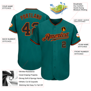 Custom Teal Black-Orange Authentic Baseball Jersey