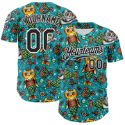 Custom Teal Black-White 3D Emi Bee Purrmaids Authentic Baseball Jersey