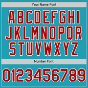 Custom Teal Red-White Mesh Authentic Throwback Baseball Jersey